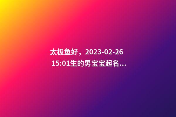 太极鱼好，2023-02-26 15:01生的男宝宝起名字大全